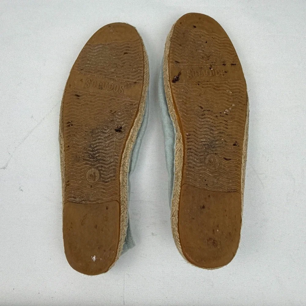 Soludos Flamingo Canvas Espadrilles Gray Slip On Flats 8.5